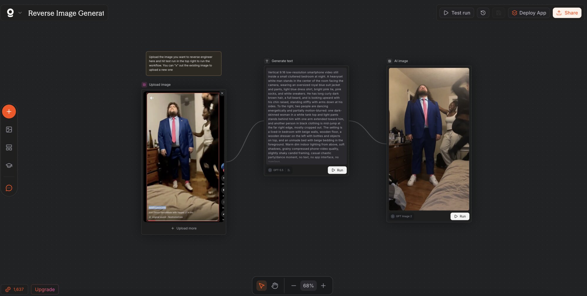 Reverse Image Generator workflow in Pletor